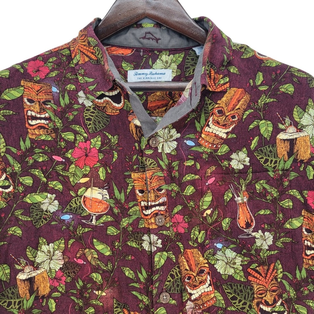 Tommy Bahama Veracruz Cay Shirt Mens Large Tiki‎ Hawaiian Tencel Camp Collar EUC
